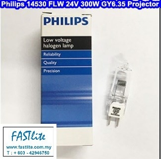 Philips 14530 FLW 24v 300W GY6.35 Bi-Pin Projector bulb