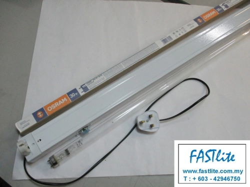 Osram Puritec HNS 30W G13 3 ft Germicidal fluo tube c/w Ballast, S10 Starter, SIRIM Plug Top & Wiring (Plug & Use)