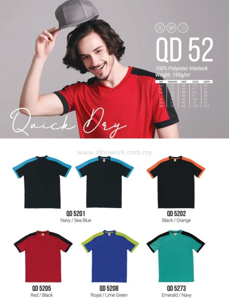 V Neck Quick Dry QD52 V Neck T-shirt Apparel / Uniform Johor Bahru (JB), Malaysia Supplier, Wholesaler, Importer, Supply | DINO WORK SDN BHD