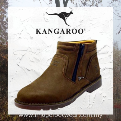 KANGAROO Full Leather Men Mid-Cut Shoe- LM-8117- DARK BROWN Colour