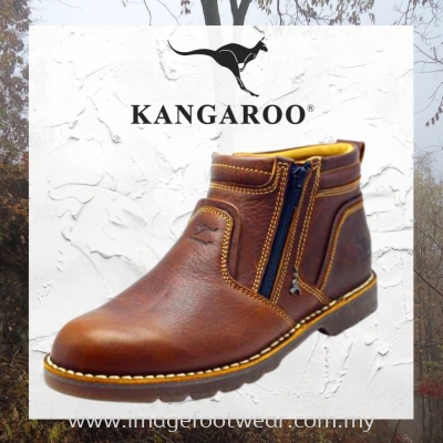 KANGAROO Full Leather Men Mid-Cut Shoe- LM-8117- OILY BROWN Colour