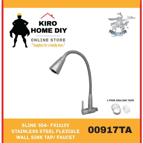 SLINE 304- FX1113V Stainless Steel Flexible Wall Sink Tap/ Faucet - 00917TA