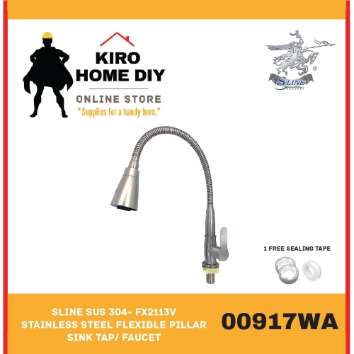 SLINE SUS 304- FX2113V Stainless Steel Flexible Pillar Sink Tap/ Faucet - 00917WA