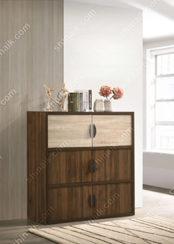 BC2830-6(KD) Walnut Modern 8-Doors Multipurpose Storage Cabinet