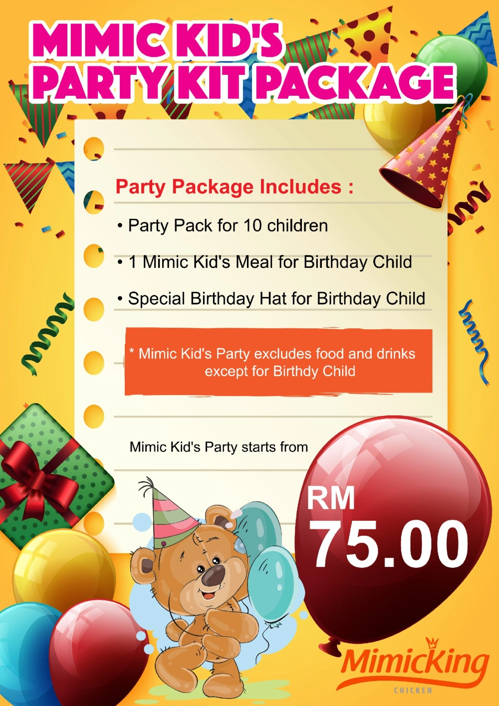 Kid's Party Kit Package