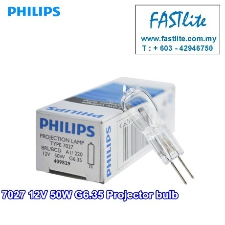 Philips 7027 12v 50w BRL G6.35 409829 A1/220 Projector Bulb for Microscope (made in Germany)