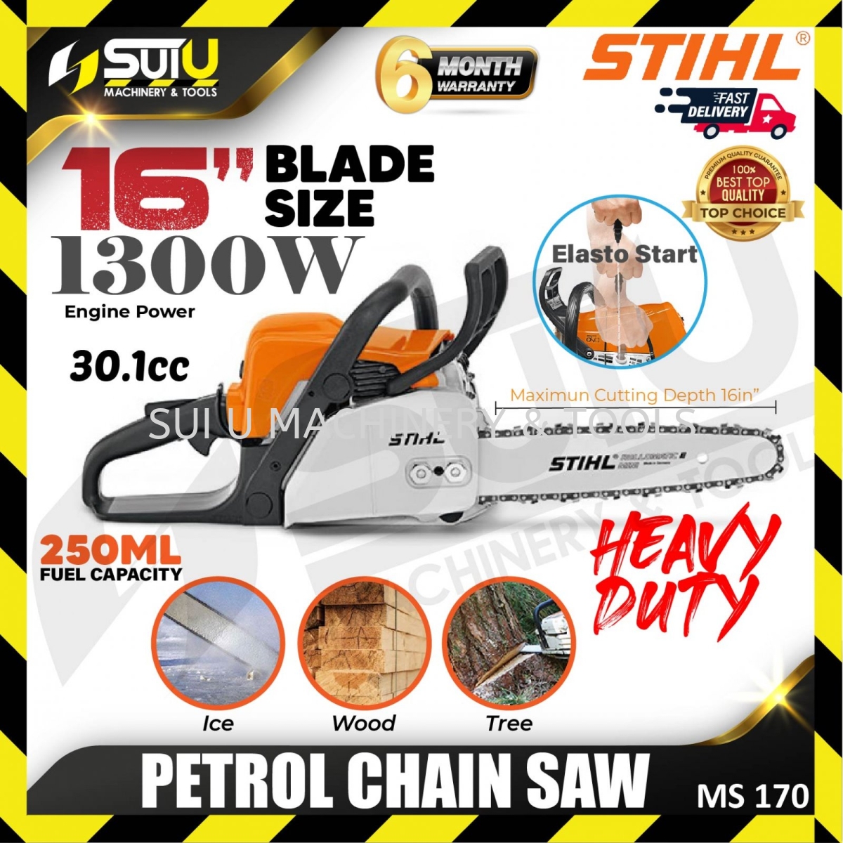 STIHL MS170 16 30.1CC Petrol Chain Saw 1300W Engine Operated Chain Saw  Agriculture & Gardening
