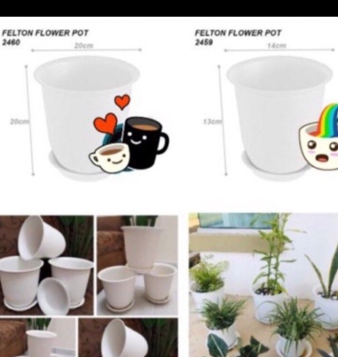 (306) Felton Round Pot 2460 Flower Plant Plastic Modern Design Home Garden Indoor Outdoor Pasu Bunga