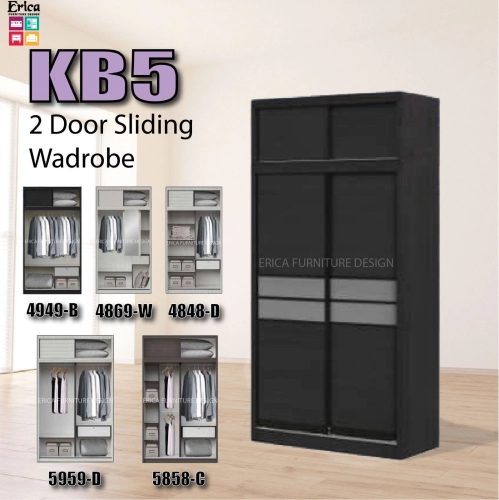 Erica KB5 Sliding 2 Door Wardrobe +Top / 5ftx7.5ft / 4ft'x7.5ft
