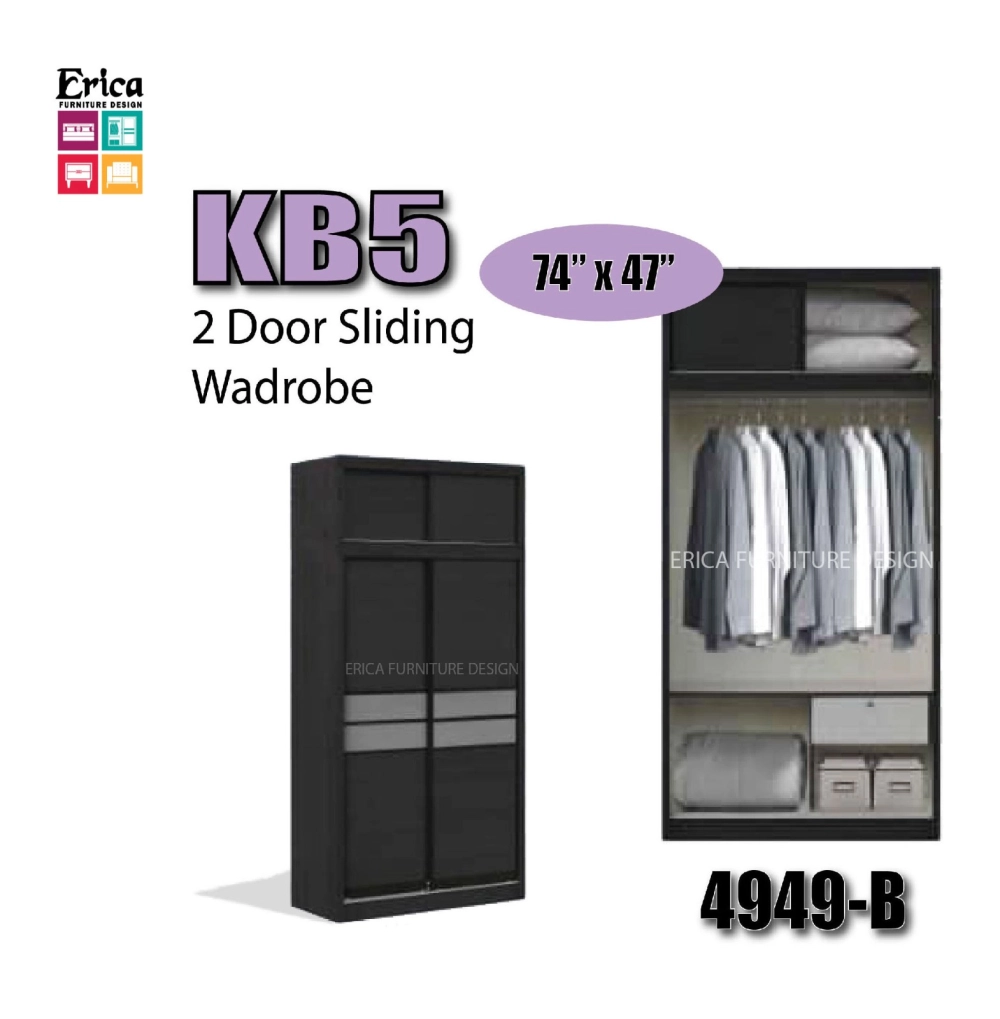 Erica KB5 Sliding 2 Door Wardrobe +Top / 5ftx7.5ft / 4ft'x7.5ft