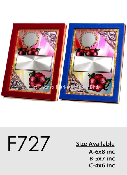 F727 Velvet Plaque Plaque Penang, Malaysia, Butterworth Supplier, Suppliers, Supply, Supplies | FIRST CHAMP MARKETING SDN BHD