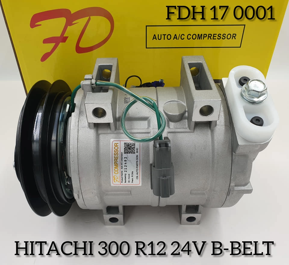 FDH 17 0001 Hitachi 300 R12 24V B-Belt Compressor New