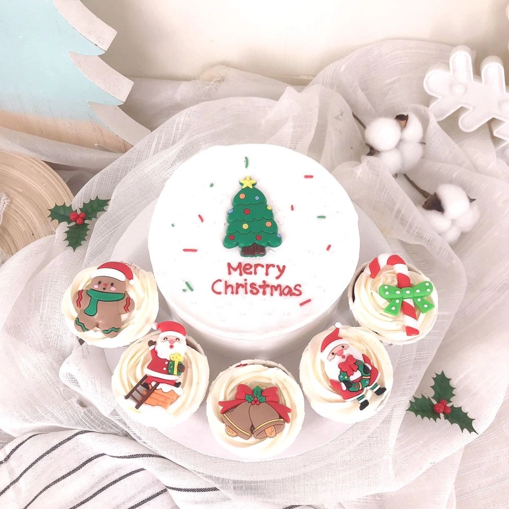 Xmas cake and cupcakes combo set - Fresh Cream