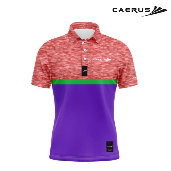 Caerus Tourney Red Green Purple Mens Golf Polo