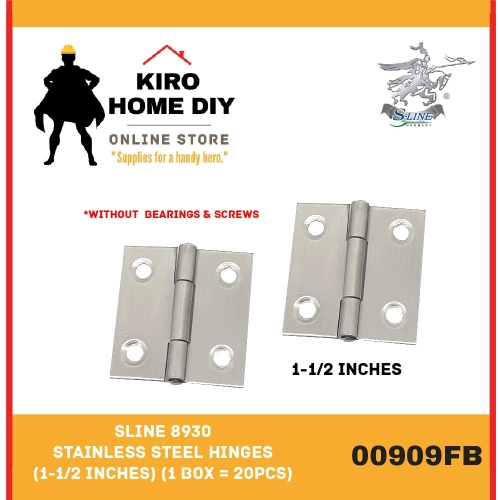 SLINE 8930 Stainless Steel Hinges (1-1/2 Inches) (1 Box = 20PCS) - 00909FB