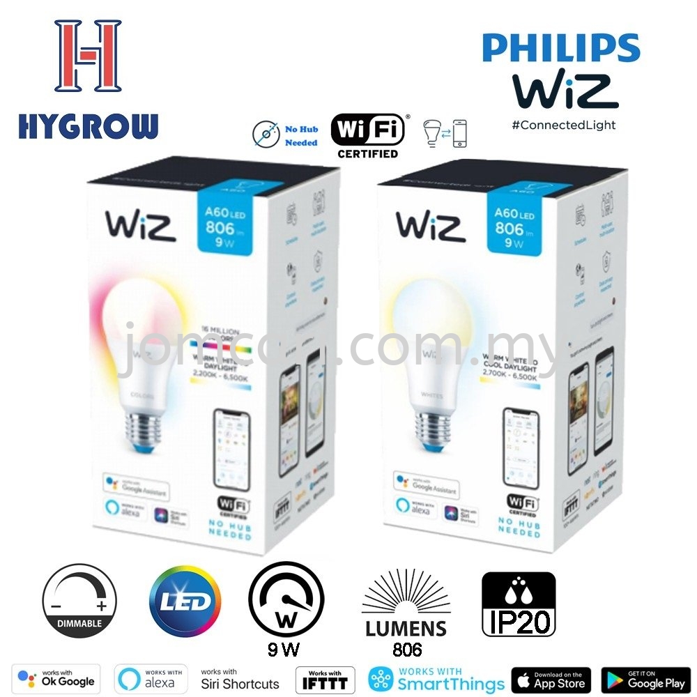 WiZ E27 LED Smart Lighting Tunable White and Colour Bulb (9W 2700-6500 K)  Lamp 