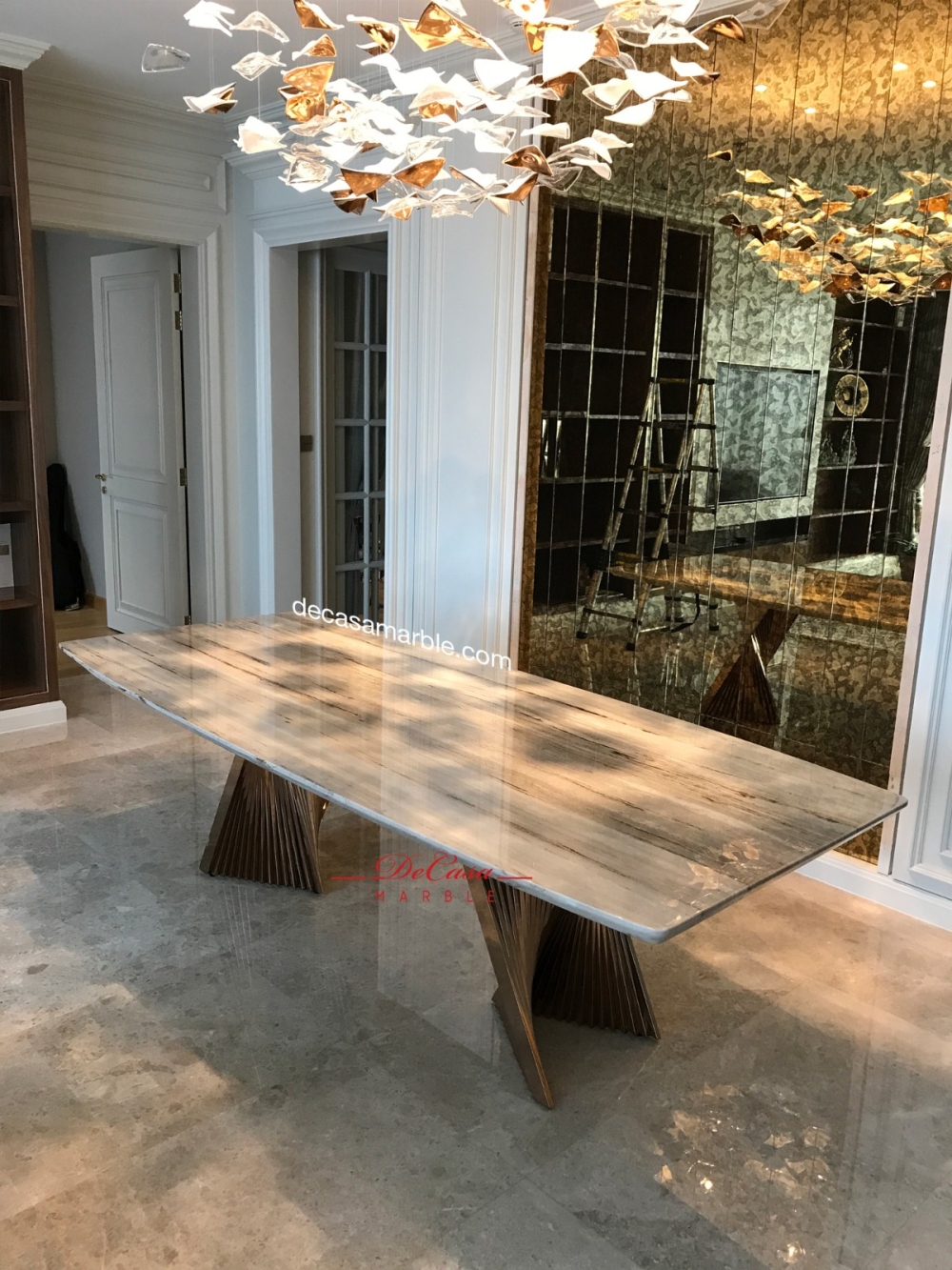 Luxury marble dining table | 9ft | Palisandro | 10 Seaters