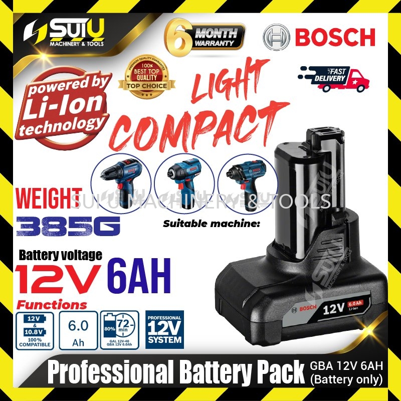 BOSCH GBA 12V / 1600A00X7H 12V 6.0Ah Professional Li-ion Battery Battery  Battery & Electrical Kuala