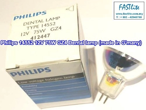 Philips 14552 12v 75w GZ4 412447 Dental Hardening bulb (made in Germany)