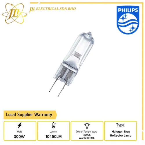 PHILIPS 14530 24V 300W GY6.35 3500K WARM WHITE FLW HALOGEN NON REFLECTOR LAMP