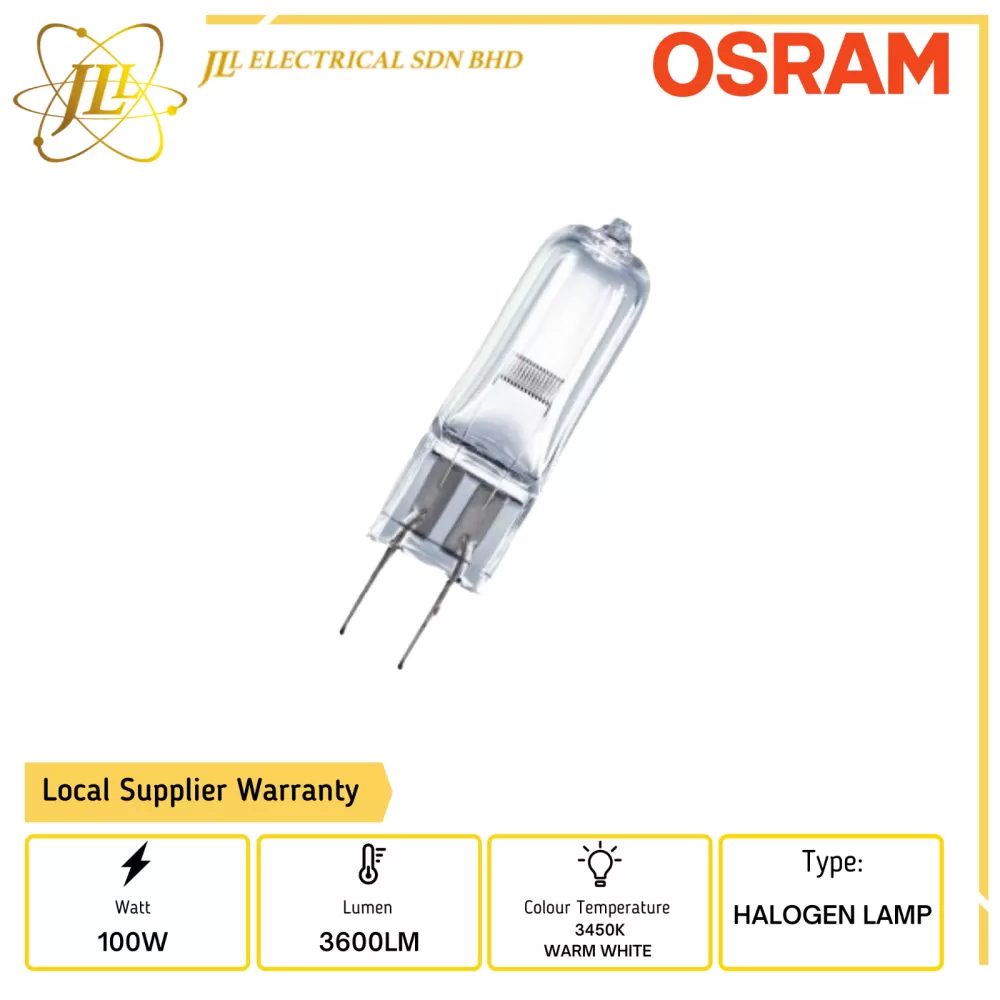OSRAM 64625 HLX 12V 100W 900LM 3450K WARM WHITE GY6.35 HALOGEN LAMP OSRAM  OSRAM HALOGEN Kuala Lumpur (KL), Selangor, Malaysia Supplier, Supply,  Supplies, Distributor | JLL Electrical Sdn Bhd