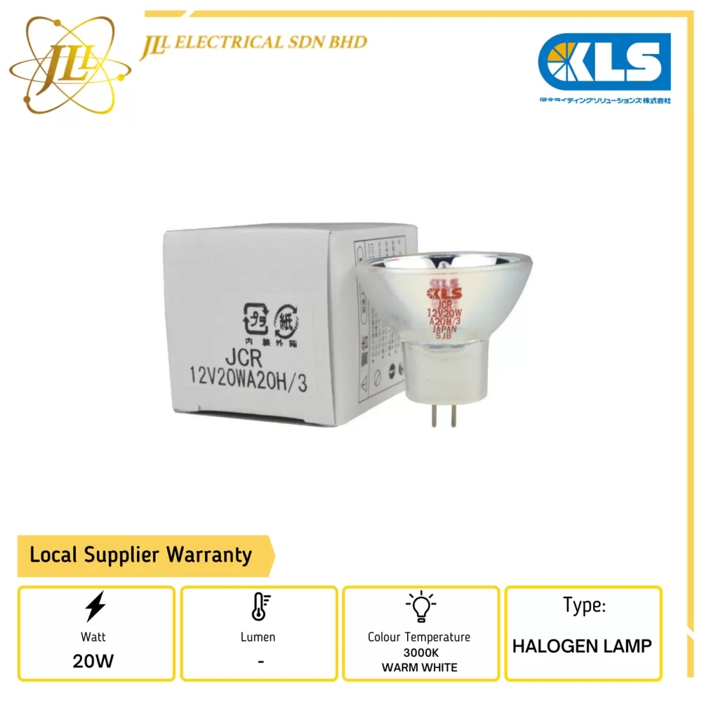 KLS JCR 12V 20W 3000K WARM WHITE A20H/3 MICROSCOPE HALOGEN BULB 