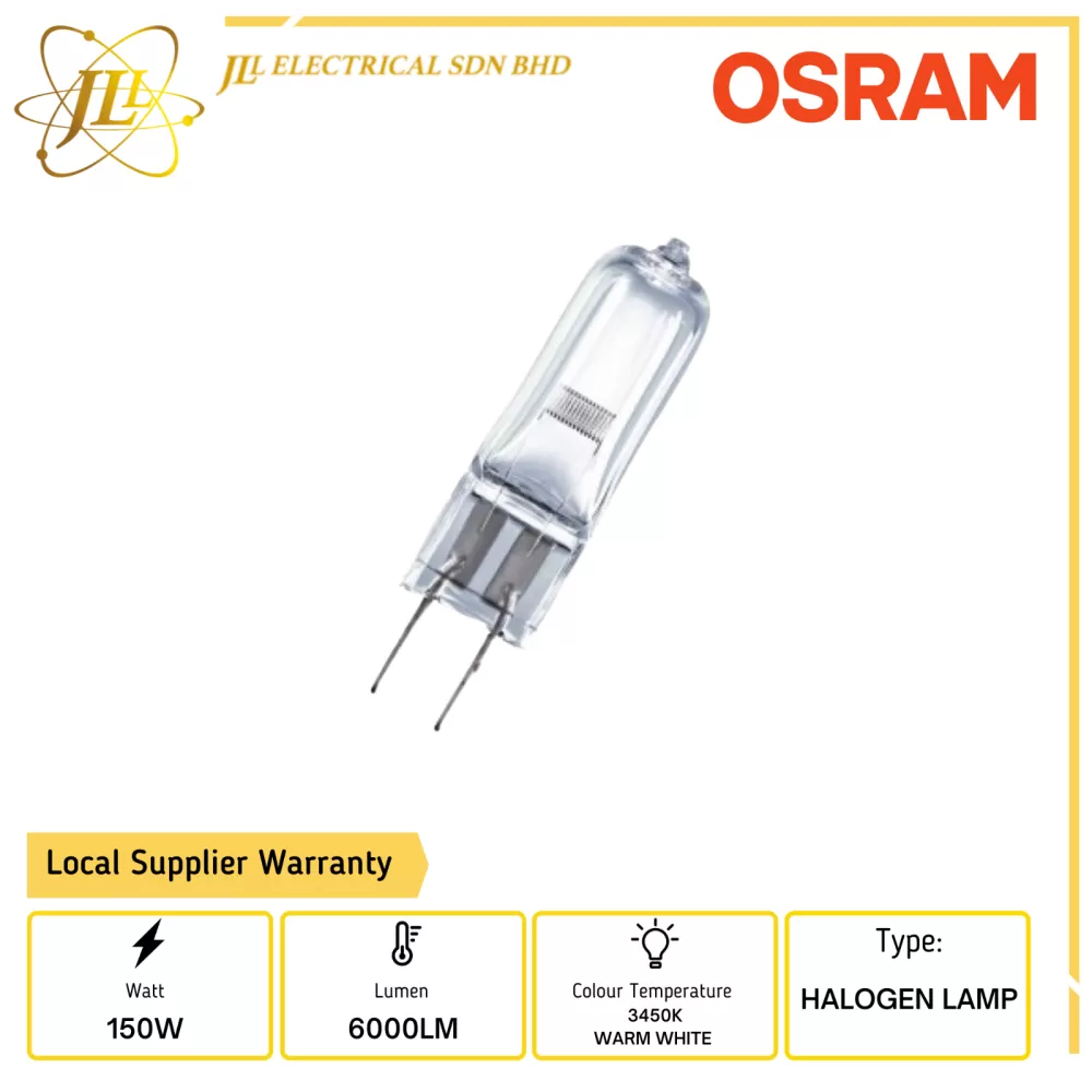 OSRAM 64640 HLX FCS 24V 150W G6.35 WARM WHITE HALOGEN Kuala Lumpur (KL), Selangor, Malaysia Supplier, Supply, | JLL Electrical Sdn Bhd