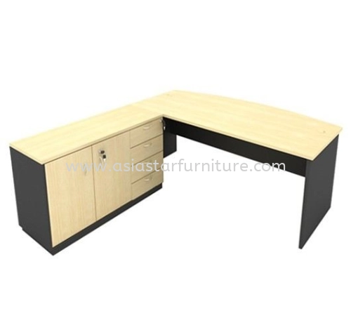 GENERAL 6 FEET EXECUTIVE OFFICE TABLE D-SHAPE WITH SWINGING DOOR + FIXED PEDESTAL 4D LOW CABINET