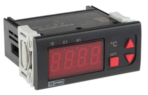  124-1056 - RS PRO Panel Mount On/Off Temperature Controller, 77 x 35mm 1 Input, 2 Output Relay, 230 V ac Supply Voltage