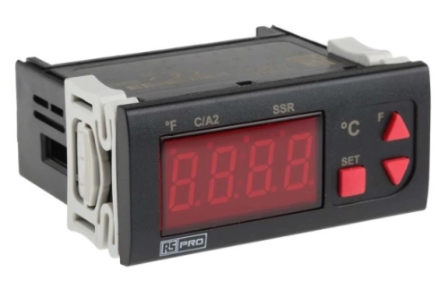  124-1060 - RS PRO Panel Mount On/Off Temperature Controller, 77 x 35mm 1 Input, 2 Output Relay, SSR, 24 V ac Supply Voltage