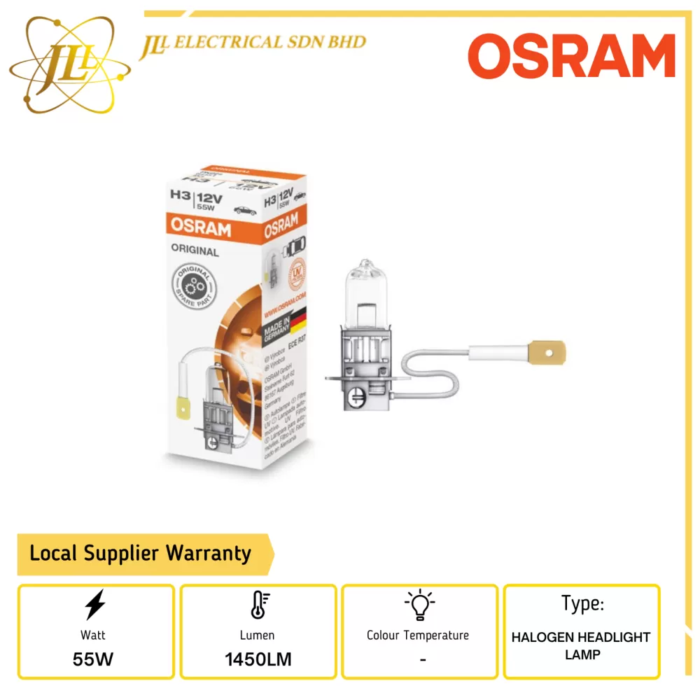 OSRAM 64151 H3 12V 55W 1450LM PK22S HALOGEN HEADLIGHT LAMP Kuala Lumpur  (KL), Selangor, Malaysia Supplier, Supply, Supplies, Distributor