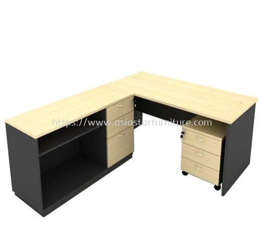 GENERAL 6 FEET EXECUTIVE OFFICE TABLE WITH SLIDING DOOR + FIXED PEDESTAL 2D1F & MOBILE PEDESTAL 3D SET