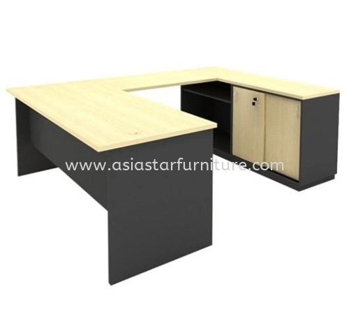 GENERAL 6 FEET U-SHAPE EXECUTIVE OFFICE TABLE WITH OPEN SHELF + SLIDING DOOR LOW CABINET