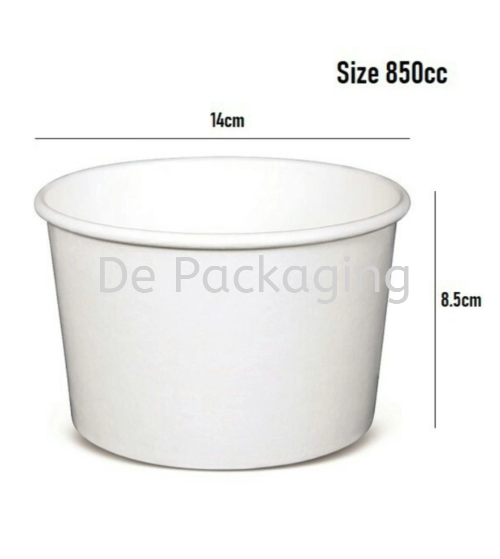 Paper Bowl 850cc with cover (Plain)