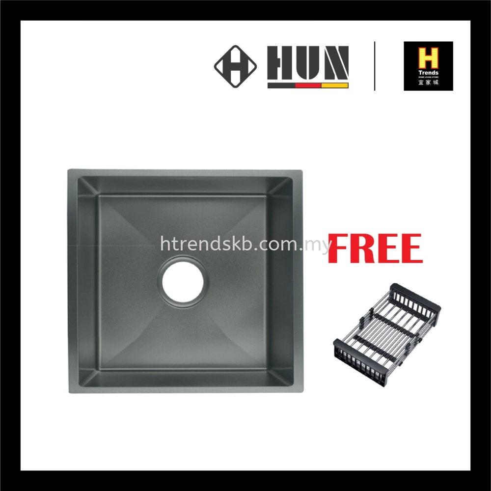 HUN 304 Nano Stainless Steel Kitchen Sink - Single Bowl (Nano Titanium) HKS307