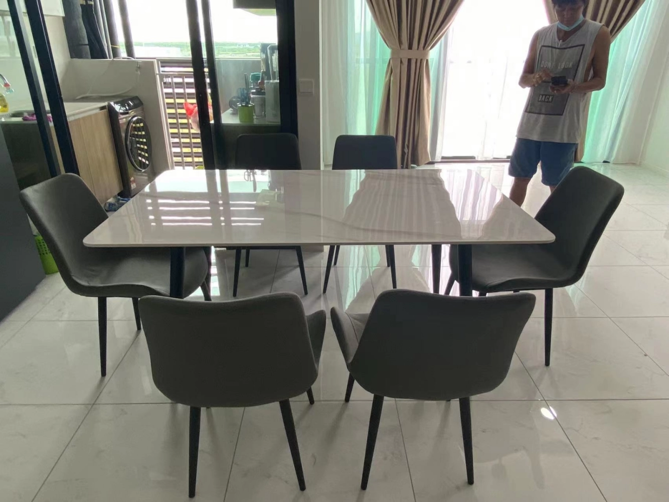 Ceramic Marble Sintered stone Dinning Table Suasana Batu Kawan Furniture Shop