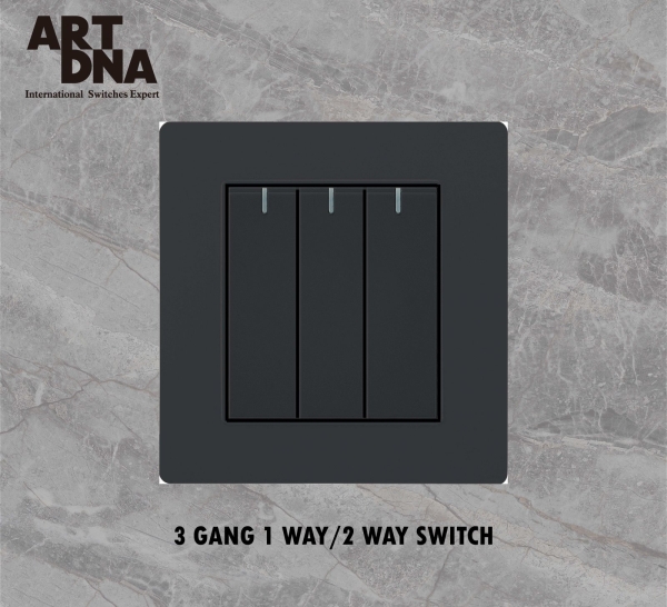 3 Gang Switch, Rocker Type SWITCHES & SOCKETS A77 MATT BLACK SERIES Johor Bahru (JB), Malaysia, Selangor, Kuala Lumpur (KL) Supplier, Suppliers, Supply, Supplies | Art Dna (M) Sdn Bhd