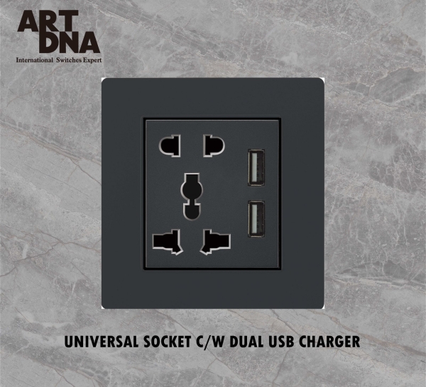 UNIVERSAL + USB SOCKET SWITCHES & SOCKETS A77 MATT BLACK SERIES Johor Bahru (JB), Malaysia, Selangor, Kuala Lumpur (KL) Supplier, Suppliers, Supply, Supplies | Art Dna (M) Sdn Bhd