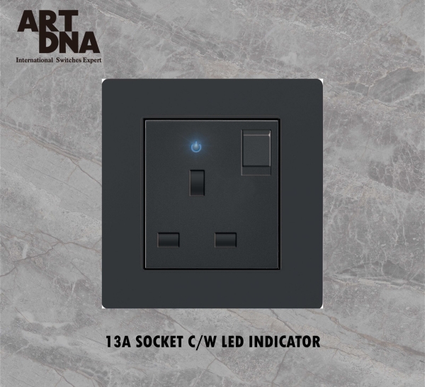 13A SWITCHED SOCKET C/W LED INDICATOR SWITCHES & SOCKETS A77 MATT BLACK SERIES Johor Bahru (JB), Malaysia, Selangor, Kuala Lumpur (KL) Supplier, Suppliers, Supply, Supplies | Art Dna (M) Sdn Bhd