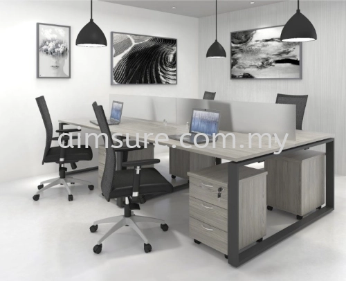 4 cluster rectangular workstation with square metal leg