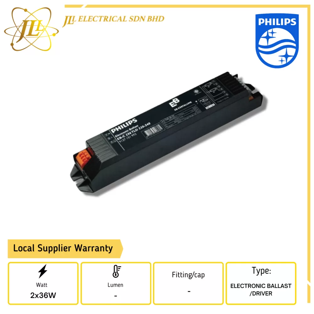 PHILIPS EB-C 2x36W TL-D 220-240V 50/60HZ ELECTRONIC BALLAST