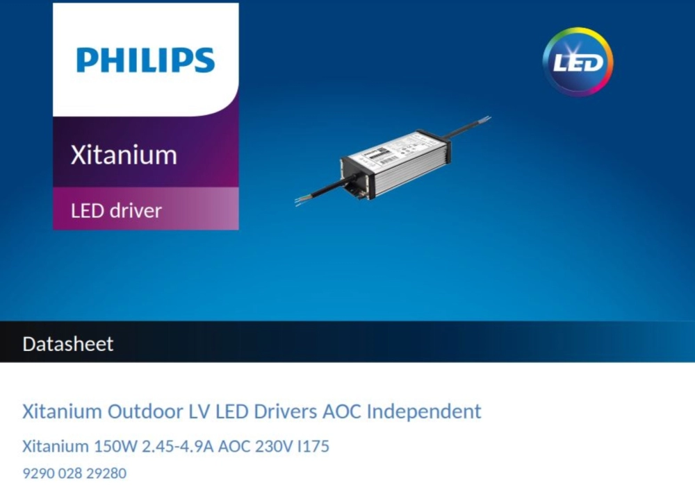 PHILIPS XITANIUM LED ELECTRONIC BALLAST/DRIVER 150W 2.45-4.9A AOC 230V I175 9290028292
