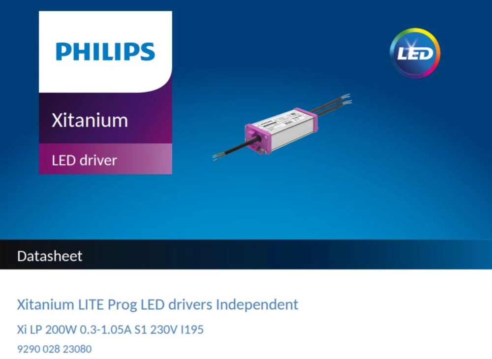 PHILIPS XITANIUM XI LP DIMMABLE LED ELECTRONIC BALLAST/DRIVER 200W 1-10V 0.3-1.05A S1 230V L195 9290028230