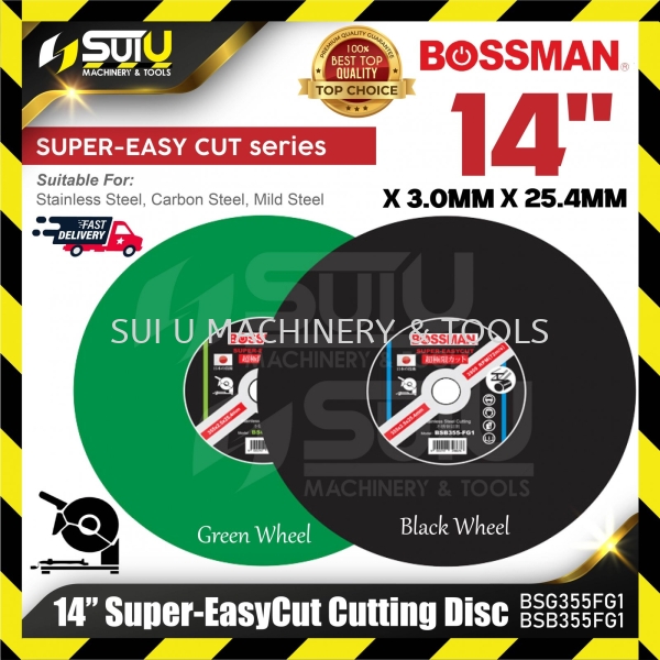 BOSSMAN BSG355FG1/ BSB355FG1 14" Super EasyCut Cutting Disc (Green/ Black) Cutting Disc Accessories Kuala Lumpur (KL), Malaysia, Selangor, Setapak Supplier, Suppliers, Supply, Supplies | Sui U Machinery & Tools (M) Sdn Bhd