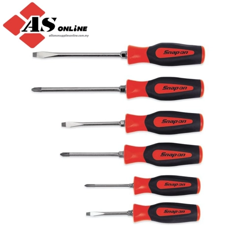 SNAP-ON 6 pc Combination Instinct Soft Grip Screwdriver Set (Red) / Model: SGDX60BR