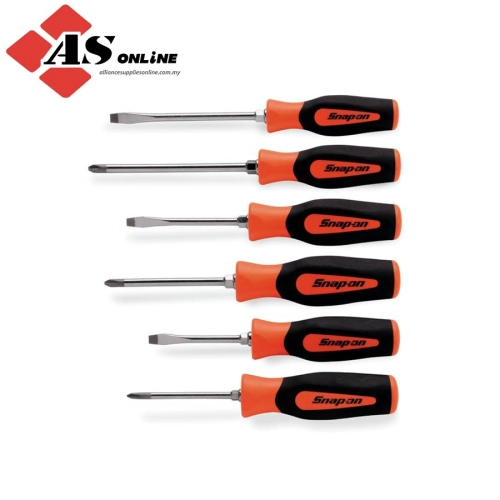 SNAP-ON 6 pc Combination Instinct Soft Grip Screwdriver Set (Orange) / Model: SGDX60BO