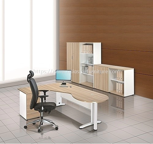BERLIN 8.5 x 5.4 FEET L-SHAPE SUPERIOR OFFICE TABLE WITH CABINET SET ABL 44-4D