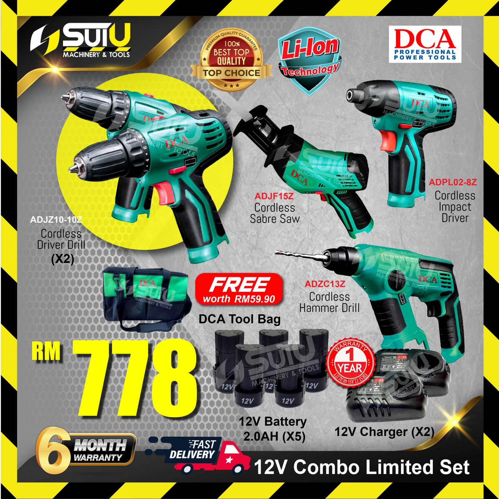 DCA 12V Limited Combo SET ADPL02-8Z Impact Driver + ADJZ10-10Z