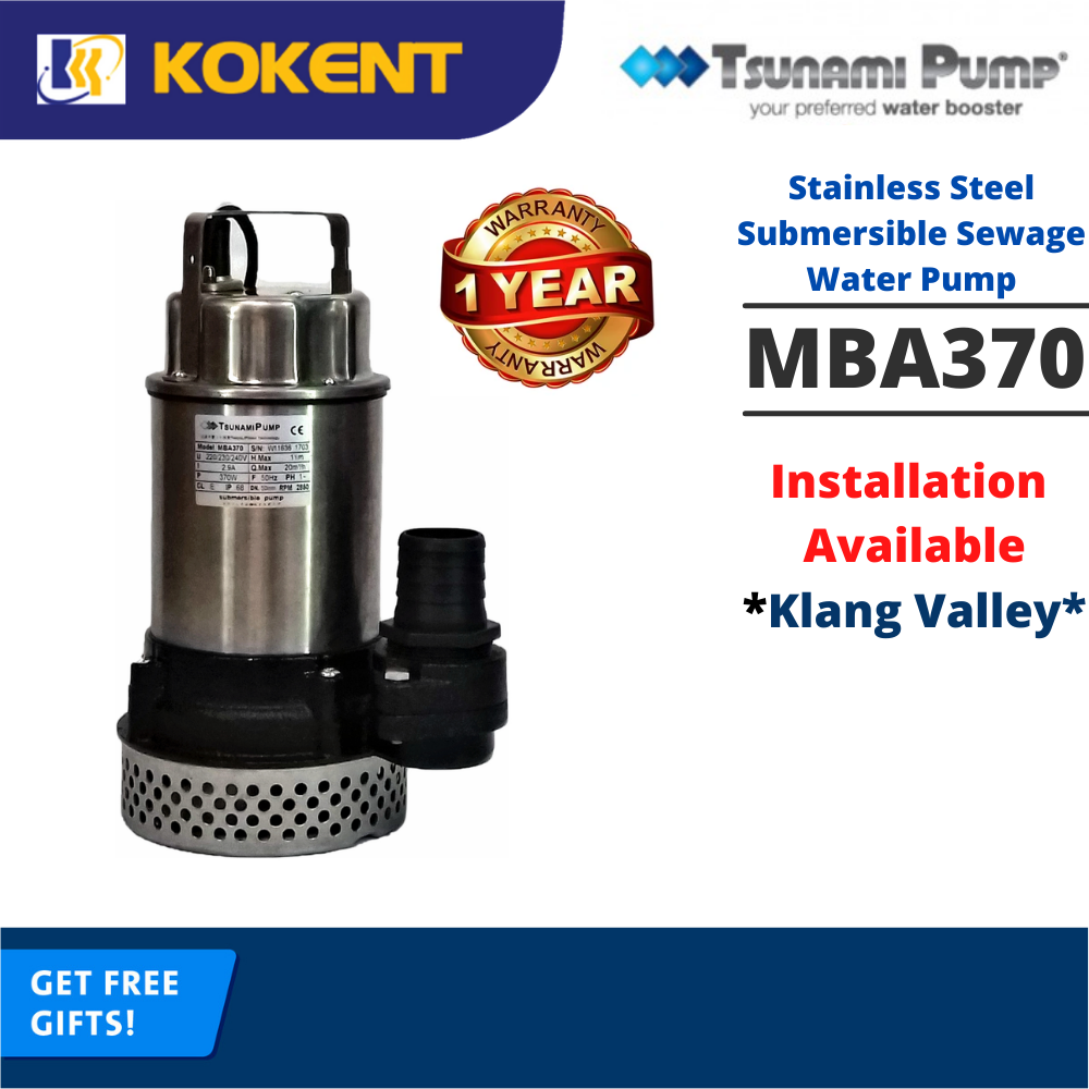 Tsunami MBA370 Multipurpose Stainless Steel Submersible Sewage Water Pump 370 Watt Power Manual