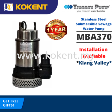 Tsunami MBA370 Multipurpose Stainless Steel Submersible Sewage Water Pump 370 Watt Power Manual